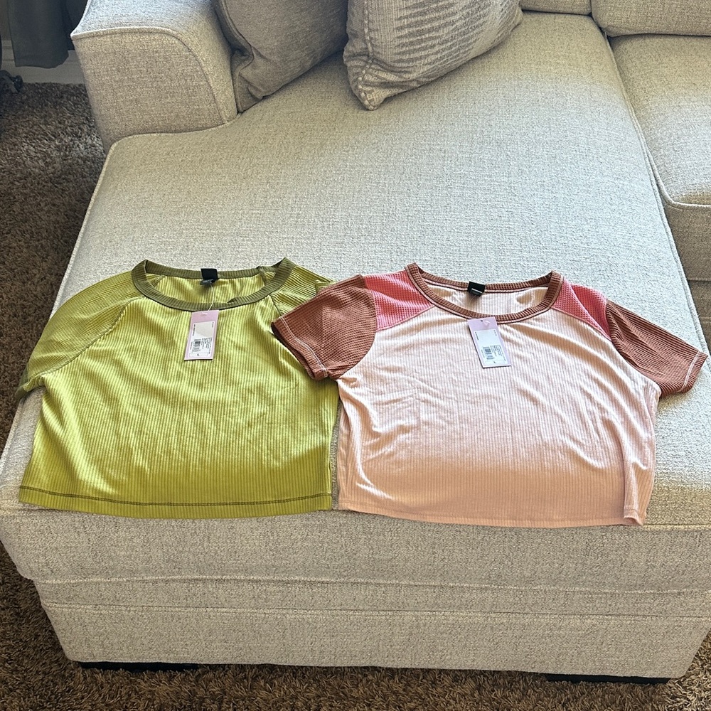 Wild Fable Green and Pink Crop Tops